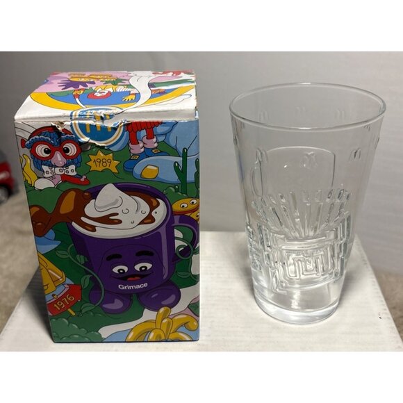 McDonalds Grimace 2024 Collectors Glass 12 Oz Embossed Design Limited Edition - Picture 1 of 7